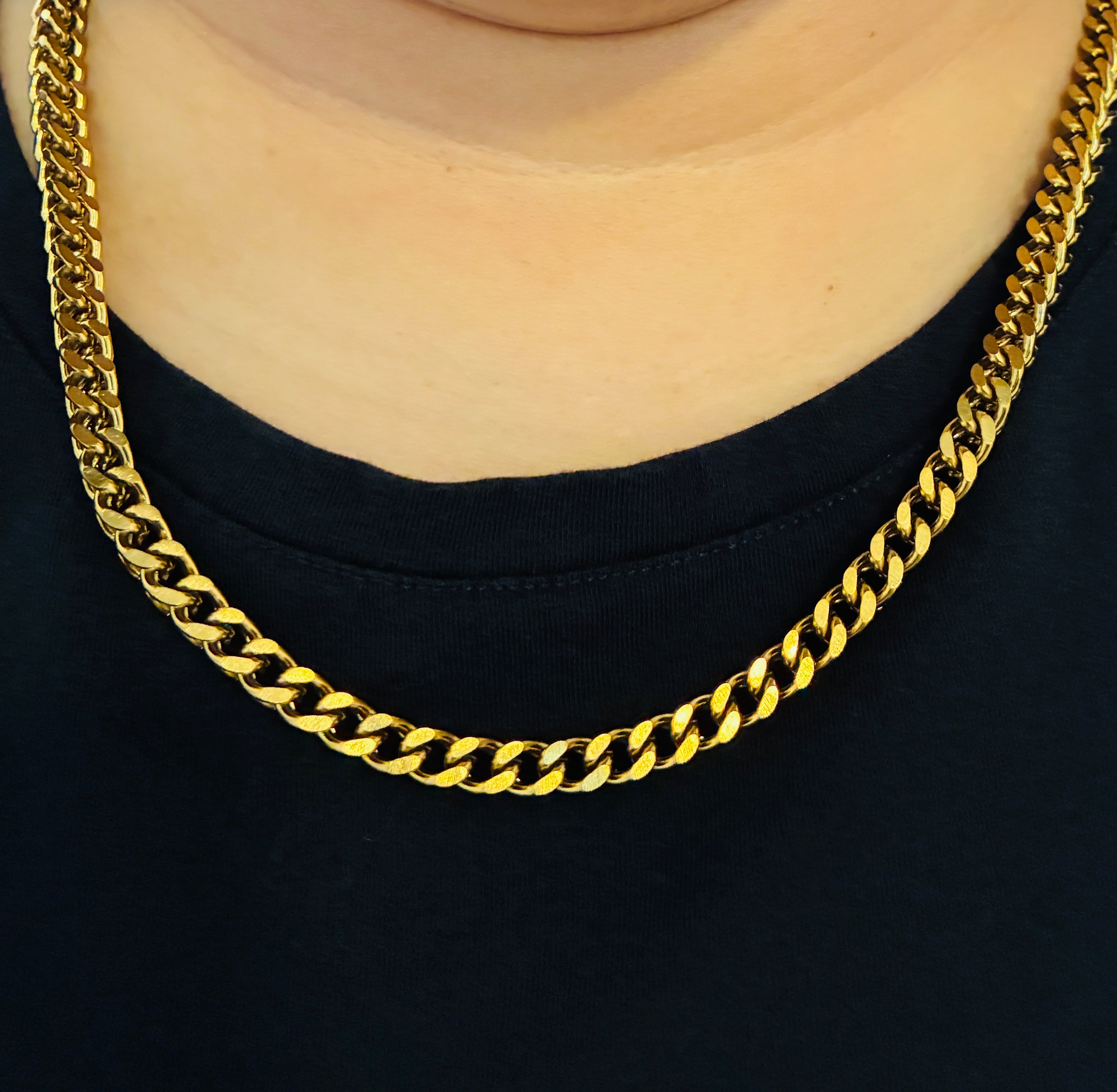 24” 18K PVD Gold Franco Cuban Chain Necklace 6mm
